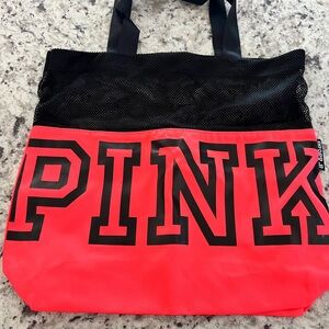 PINK Victoria's Secret Neon Pink and Black Tote
